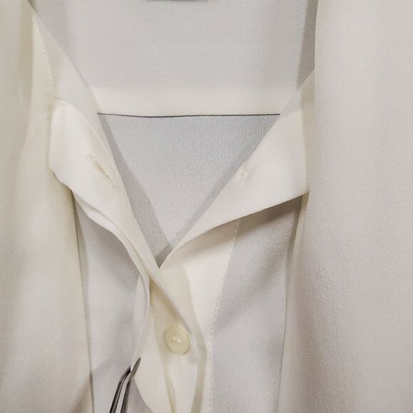 French Connection Women Neck Tie Blouse Sheer White Size 10 - Picture 4 of 8